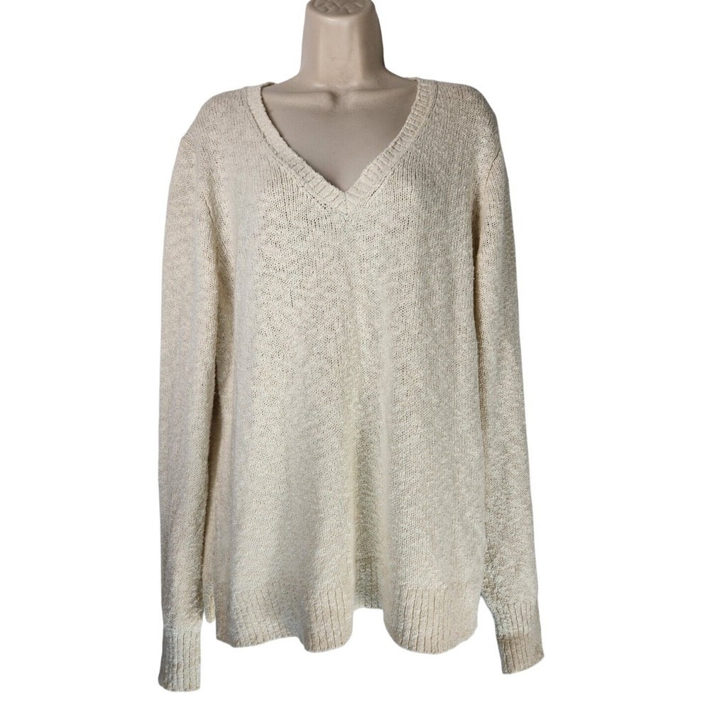 J. Crew Jumper Sweater Women XL Cream Loose Knit Spring Festive Preppy Cottage